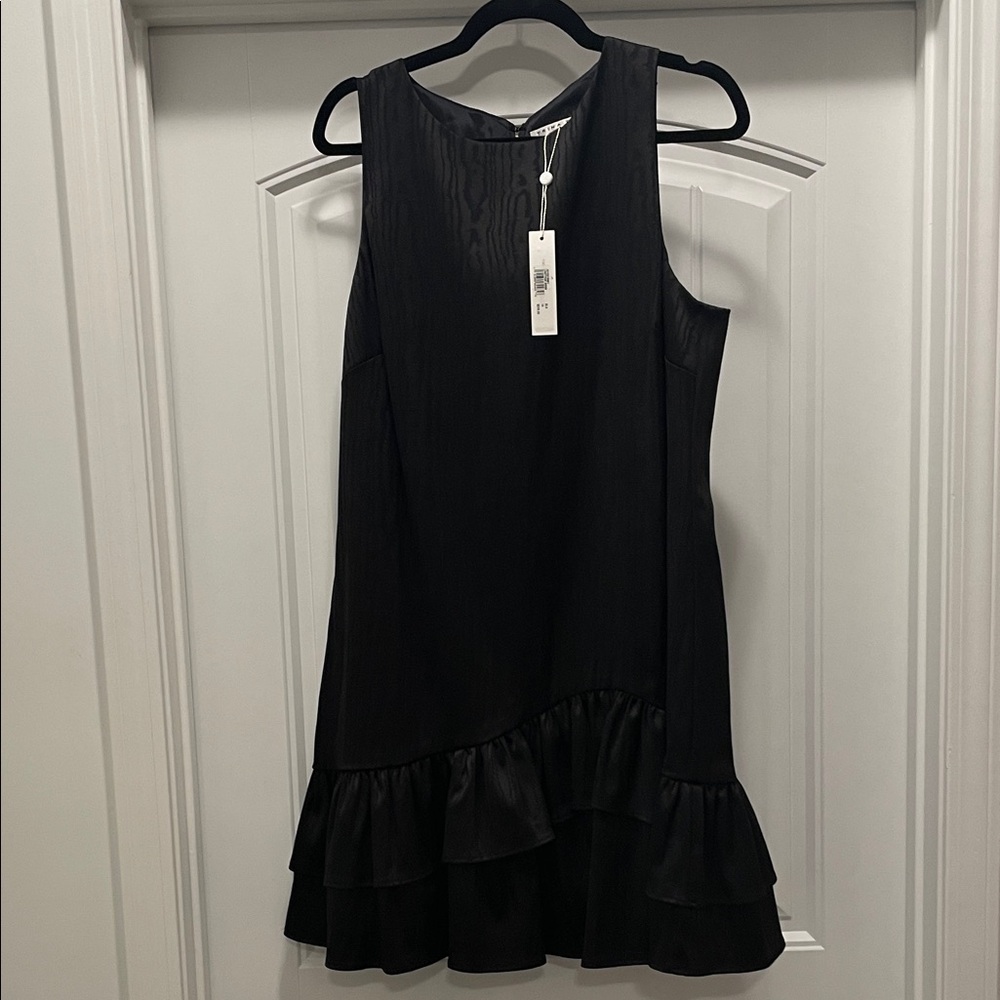NWT Trina Turk Black Ruffle Hem Mini Dress